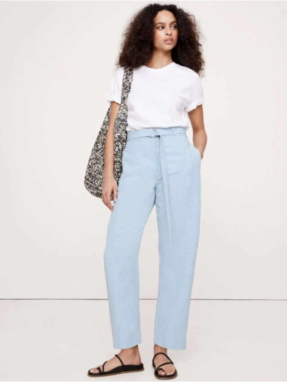 NWT! BANANA REPUBLIC BABY BLUE HIGH-RISE BARREL TENCEL™-LINEN PANT 📰